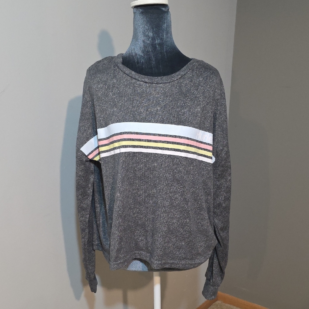 Hurley Charcoal Sweater‎ with Pastel Stripe Sz Med
